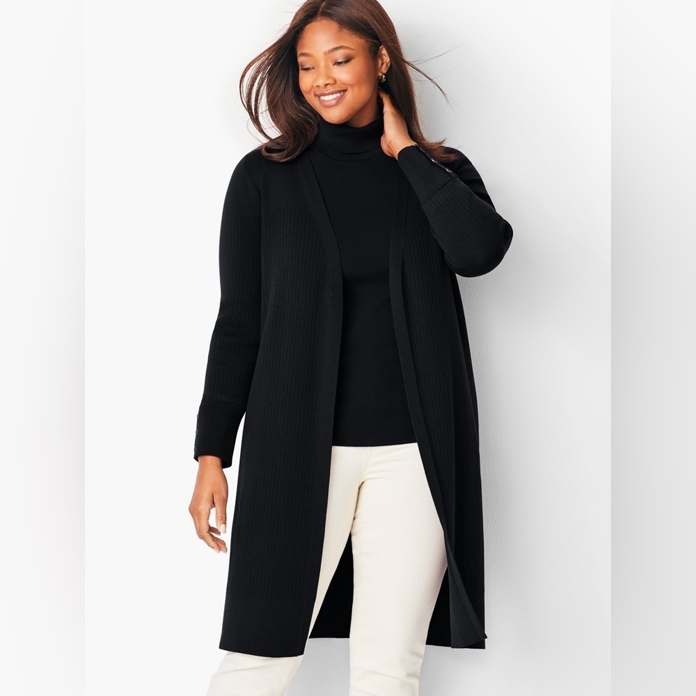Talbots Petite Black Long Cardigan MP